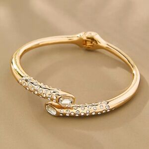 NEW with Tags (NWT) Anthropologie Gold Crystal Hammered Cuff Bracelet